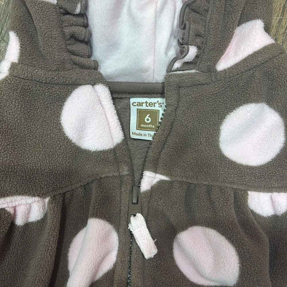 Carter's Brown and Pink Polka Dot Fleece Baby Bundle 5 pc set